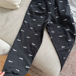 Supreme Black Sweatpants with White Script Logos